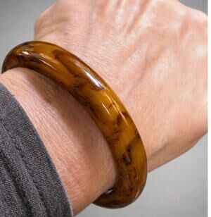 Bakelite‎ End of Day Bangle Bracelet Mississippi Mud Brown Tested Genuine bn2-